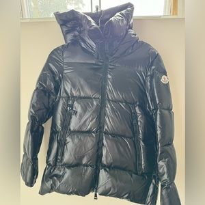 Turtleneck hooded Puffer Coat in Black